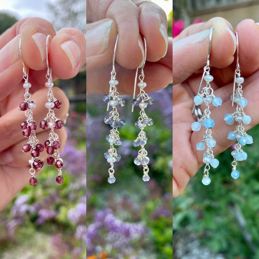 Sterling Silver and Gemstone Chandalier Earrings