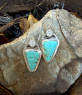 Turquoise and Sunflower or Daisy Sterling Silver Earrings