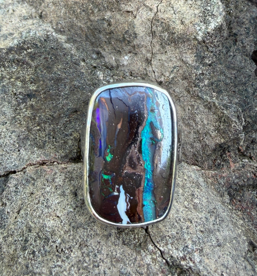 Australian Boulder Opal Ring