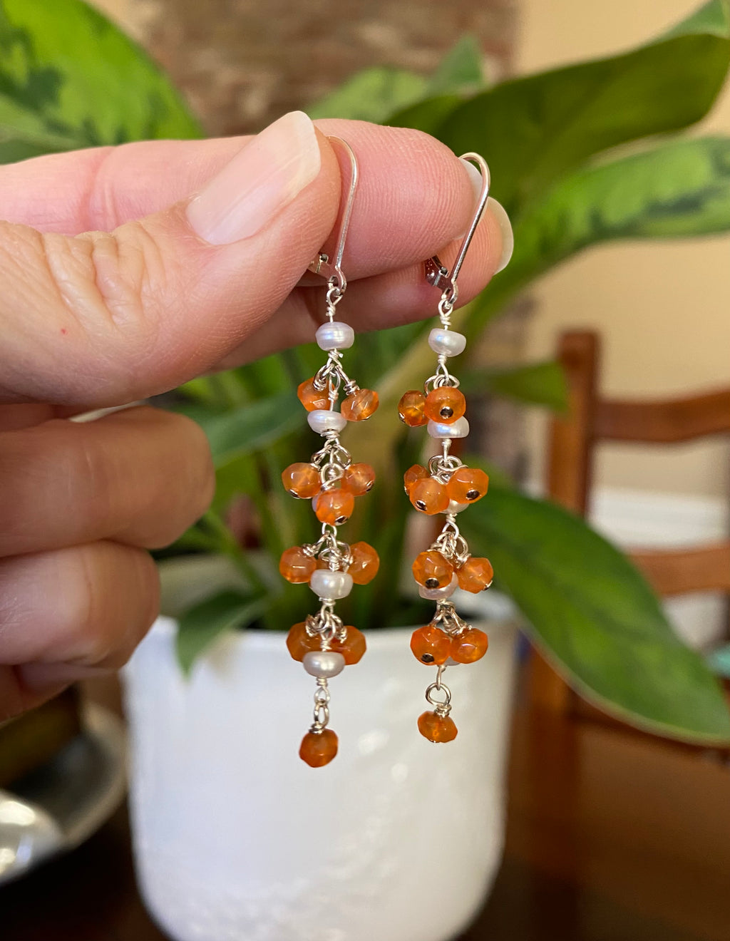Sterling Silver and Gemstone Chandalier Earrings