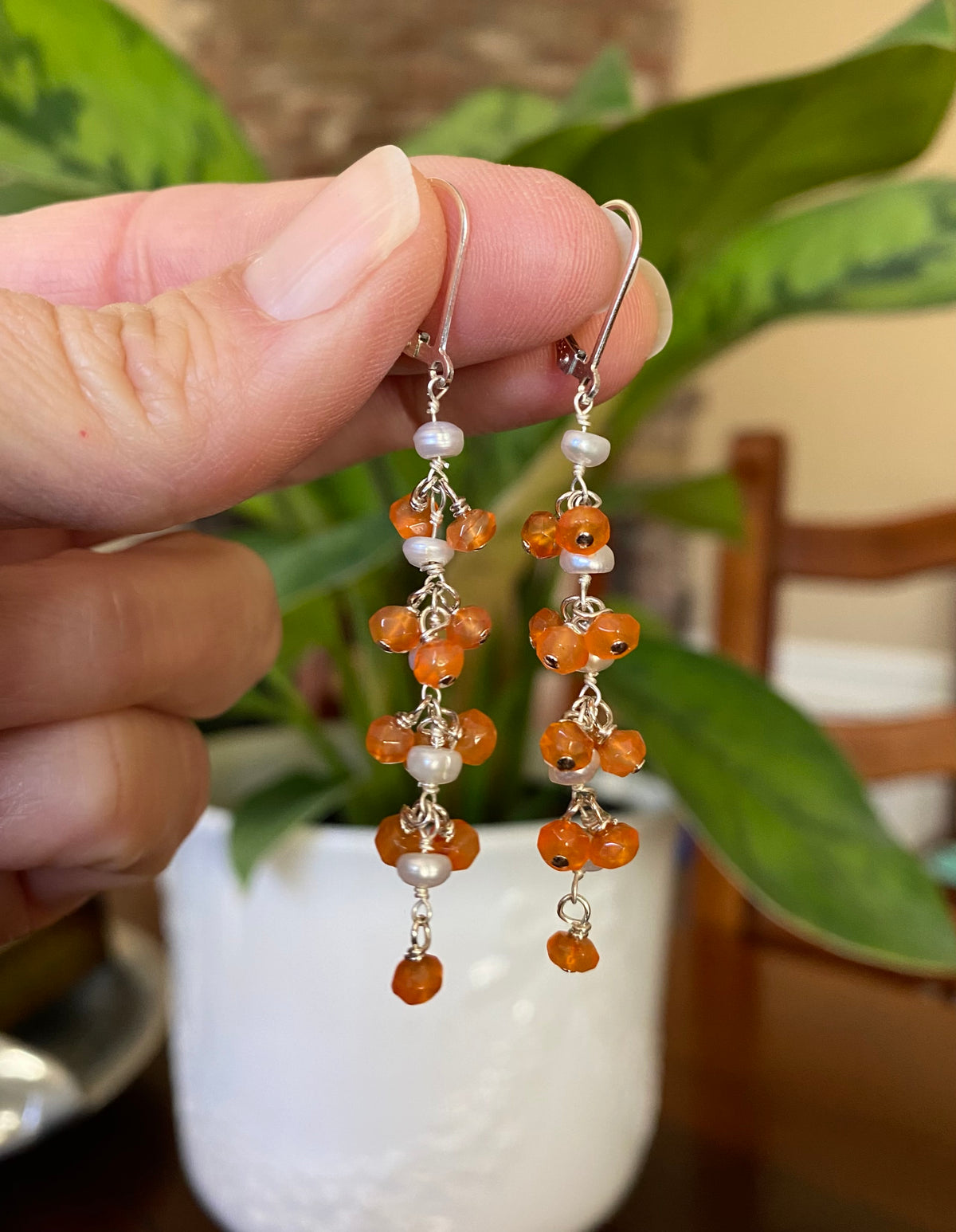Sterling Silver and Gemstone Chandalier Earrings